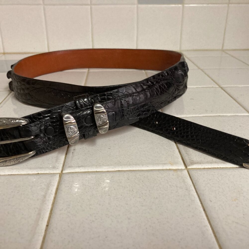 Clint Orms Texas Silversmiths Engravers 18k?10k Gold Belt American Alligator  cr